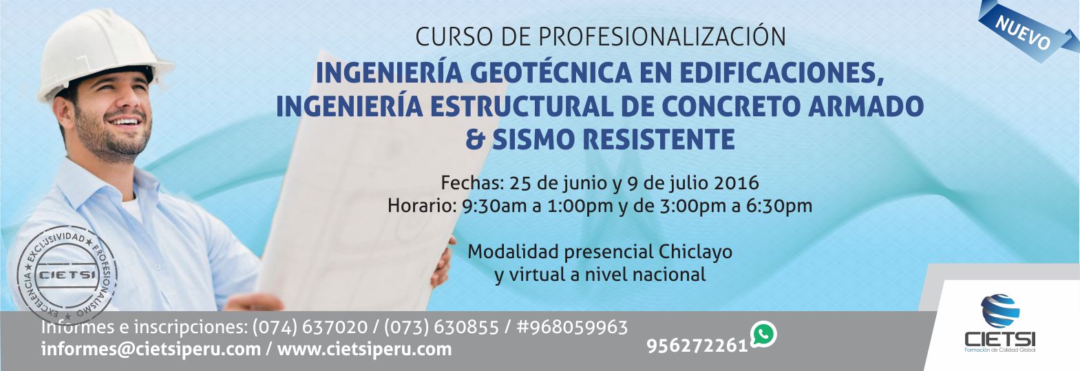 CURSO DE PROFESIONALIZACIÓN EN INGENIERÍA GEOTÉCNICA EN EDIFICACIONES, INGENIERÍA ESTRUCTURAL DE CONCRETO ARMADO, SISMO RESISTENTE