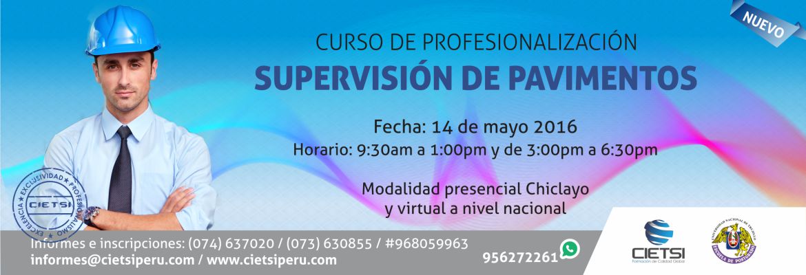 CURSO DE PROFESIONALIZACIÓN EN SUPERVISIÓN DE PAVIMENTOS