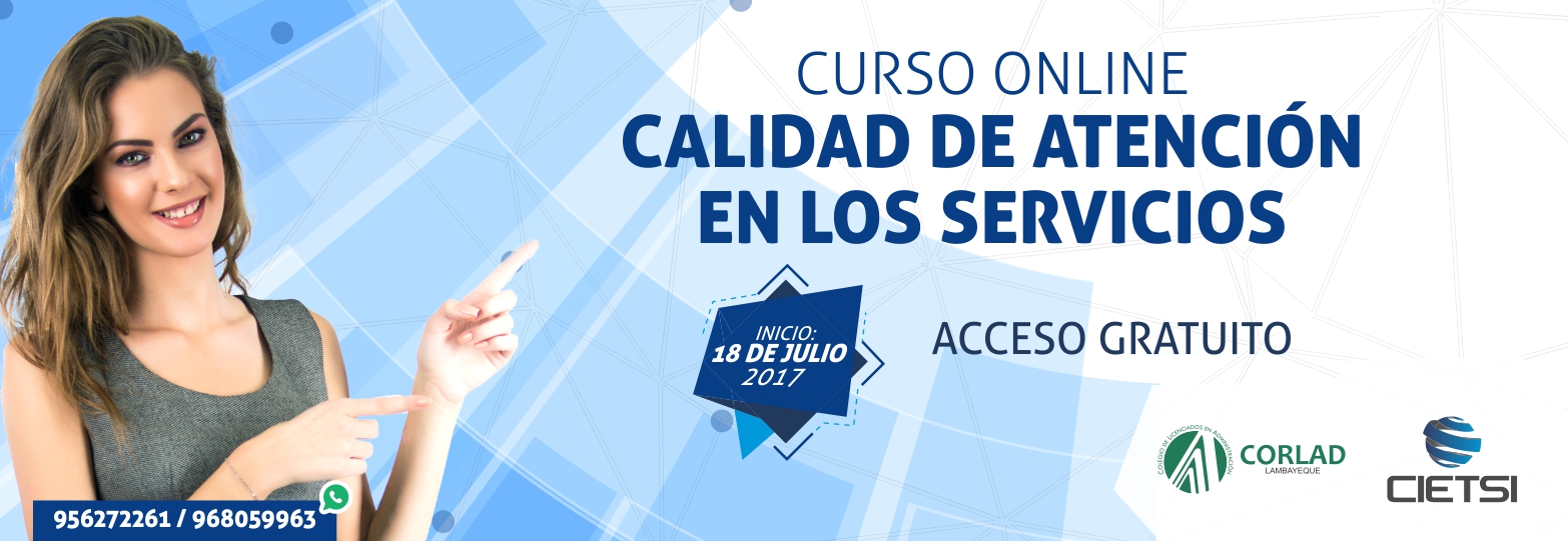 CURSO ONLINE CALIDAD DE ATENCIÓN EN LOS SERVICIOS 2017